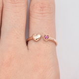 Genuine Ruby Ring - Real 14k Rose Gold Ring - Gold Heart Ring