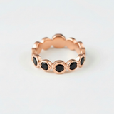 Genuine Onyx Ring - Black Half Eternity Band - July & August Birthstone Ring