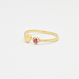 Genuine Red Ruby Ring - Solid 14k Gold Open Ring - Dainty Heart Ruby Ring