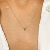 Genuine Blue Diamond Necklace – 14k Solid Gold Necklace – Real Gold Blue Diamond Dainty Necklace