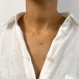 Genuine Emerald Necklace - Solid 14k Gold Necklace - Dainty Real Emerald Necklace