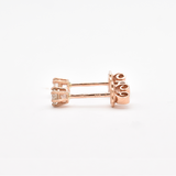 Certified Diamond Earrings - Solid Rose Gold Earrings - 3mm Diamond Studs