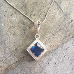 Sapphire Pendant, Blue Sapphire Pendant, Lab Sapphire, Bridal Pendant, Something Blue, Vintage Pendant, Princess Diana Pendant, Solid Silver