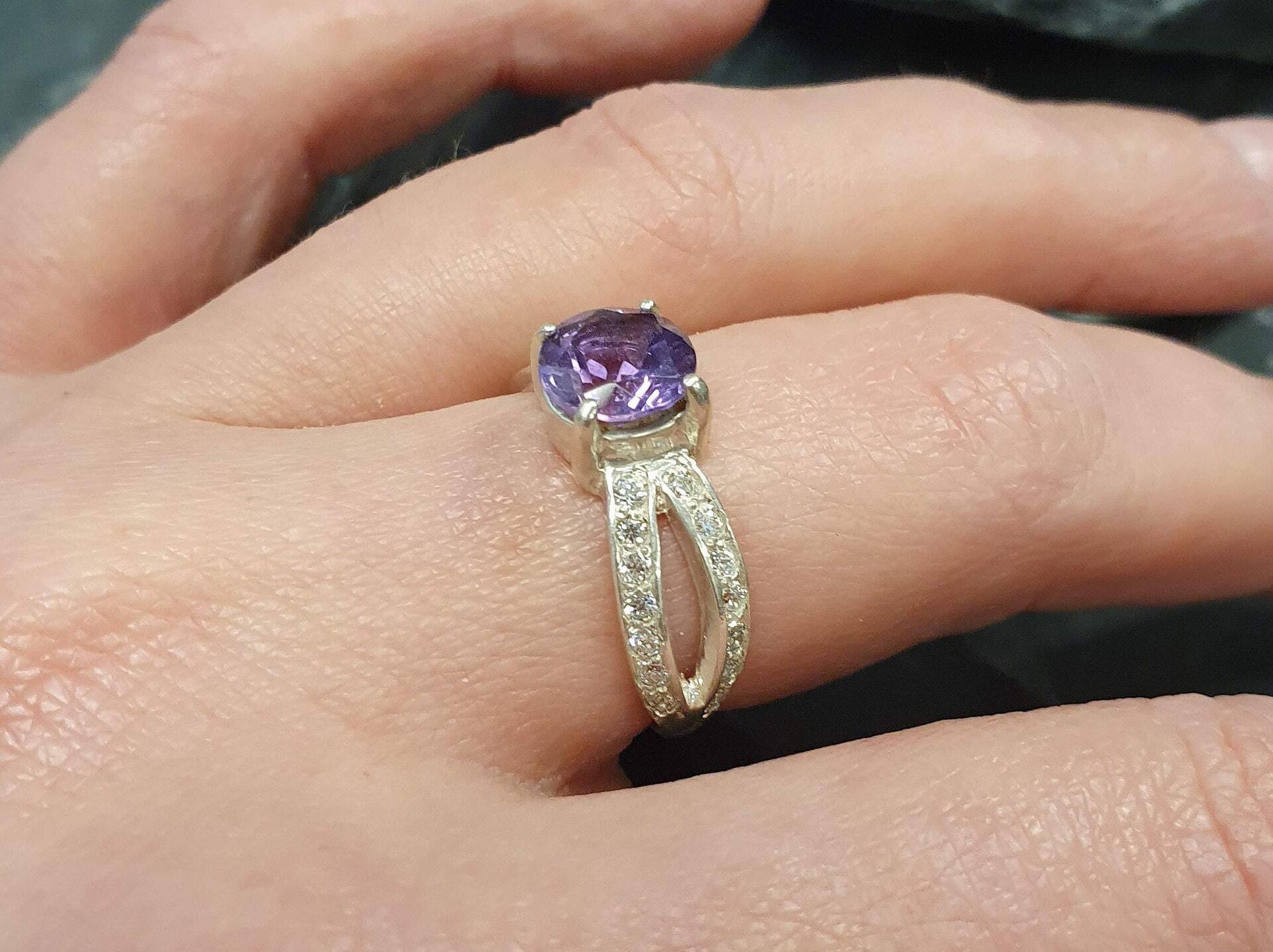 Amethyst Ring, Natural Amethyst Ring, February Birthstone, Promise Ring, February Ring, Purple Vintage Ring, Solid Silver Ring, Amethyst