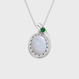Vintage Opal Necklace - White Teardrop  Pendant - Genuine Opal Pendant