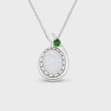 Vintage Opal Necklace - White Teardrop  Pendant - Genuine Opal Pendant