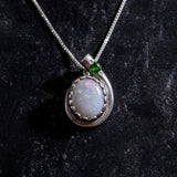 Opal Pendant, Natural Opal, October Birthstone, Teardrop Pendant, Vintage Pendant, Opal Necklace, Chrome Diopside, Australian Opal, Silver