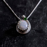 Opal Pendant, Natural Opal, October Birthstone, Teardrop Pendant, Vintage Pendant, Opal Necklace, Chrome Diopside, Australian Opal, Silver