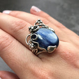 Kyanite Silver Ring - Blue Boho Ring - Statement Kyanite Ring