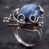 Kyanite Silver Ring - Blue Boho Ring - Statement Kyanite Ring