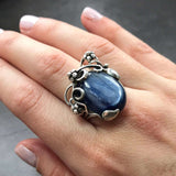 Kyanite Silver Ring - Blue Boho Ring - Statement Kyanite Ring