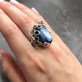 Kyanite Silver Ring - Blue Boho Ring - Statement Kyanite Ring