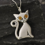 Cat Opal Pendant - Real Opal Necklace - Silver Cat Necklace