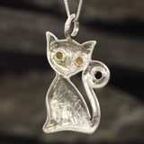 Cat Opal Pendant - Real Opal Necklace - Silver Cat Necklace