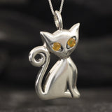 Cat Opal Pendant - Real Opal Necklace - Silver Cat Necklace