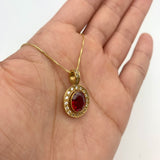 Ruby Pendant, Created Ruby Pendant, Statement Pendant, Vintage Pendant, Antique Pendant, Victorian Pendant, Ruby Necklace, Sterling Silver(1)