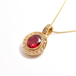 Ruby Pendant, Created Ruby Pendant, Statement Pendant, Vintage Pendant, Antique Pendant, Victorian Pendant, Ruby Necklace, Sterling Silver(1)