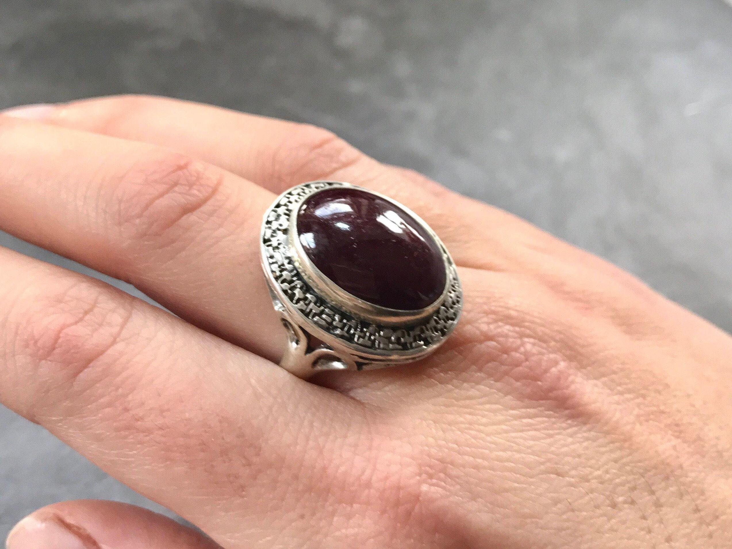 Elegant 925 Sterling Silver Natural Ruby Ring featuring an oval red ruby, perfect for birthdays and special occasions.