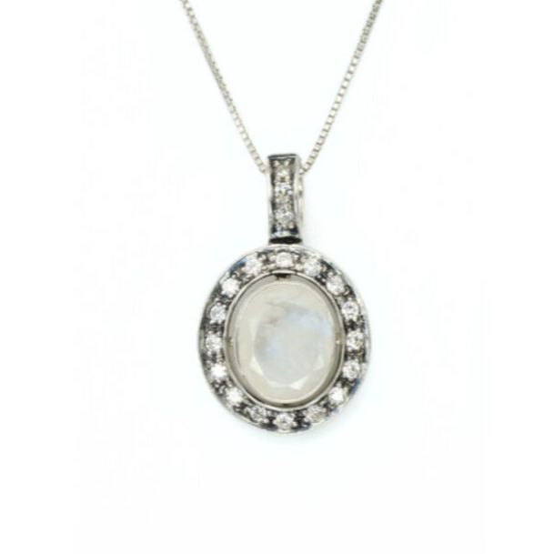 Moonstone Pendant, Antique Necklace, Natural Moonstone, June Birthstone, Fire Moonstone, Vintage Pendant, Bridal Necklace, 925 Solid Silver