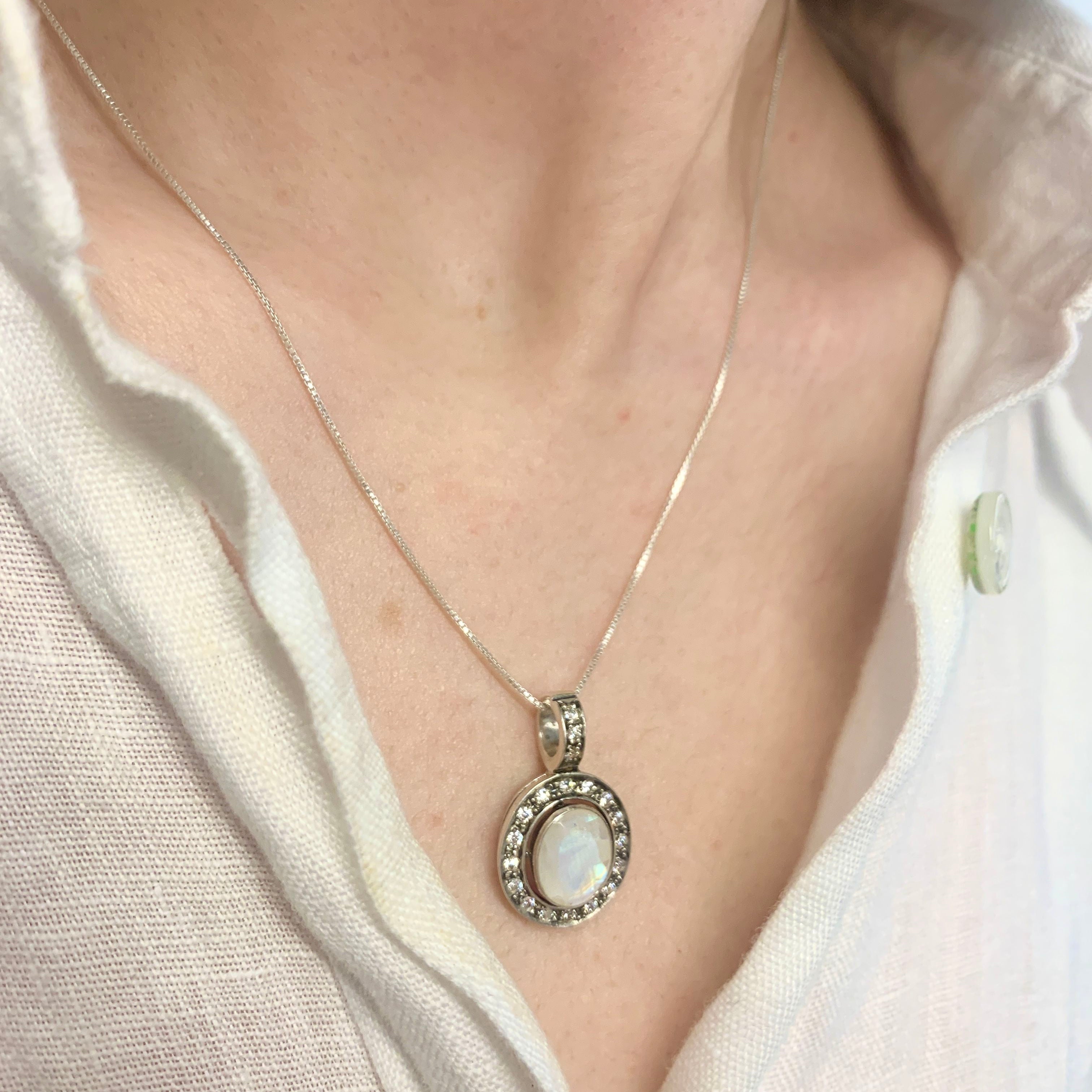 Moonstone Pendant, Antique Necklace, Natural Moonstone, June Birthstone, Fire Moonstone, Vintage Pendant, Bridal Necklace, 925 Solid Silver