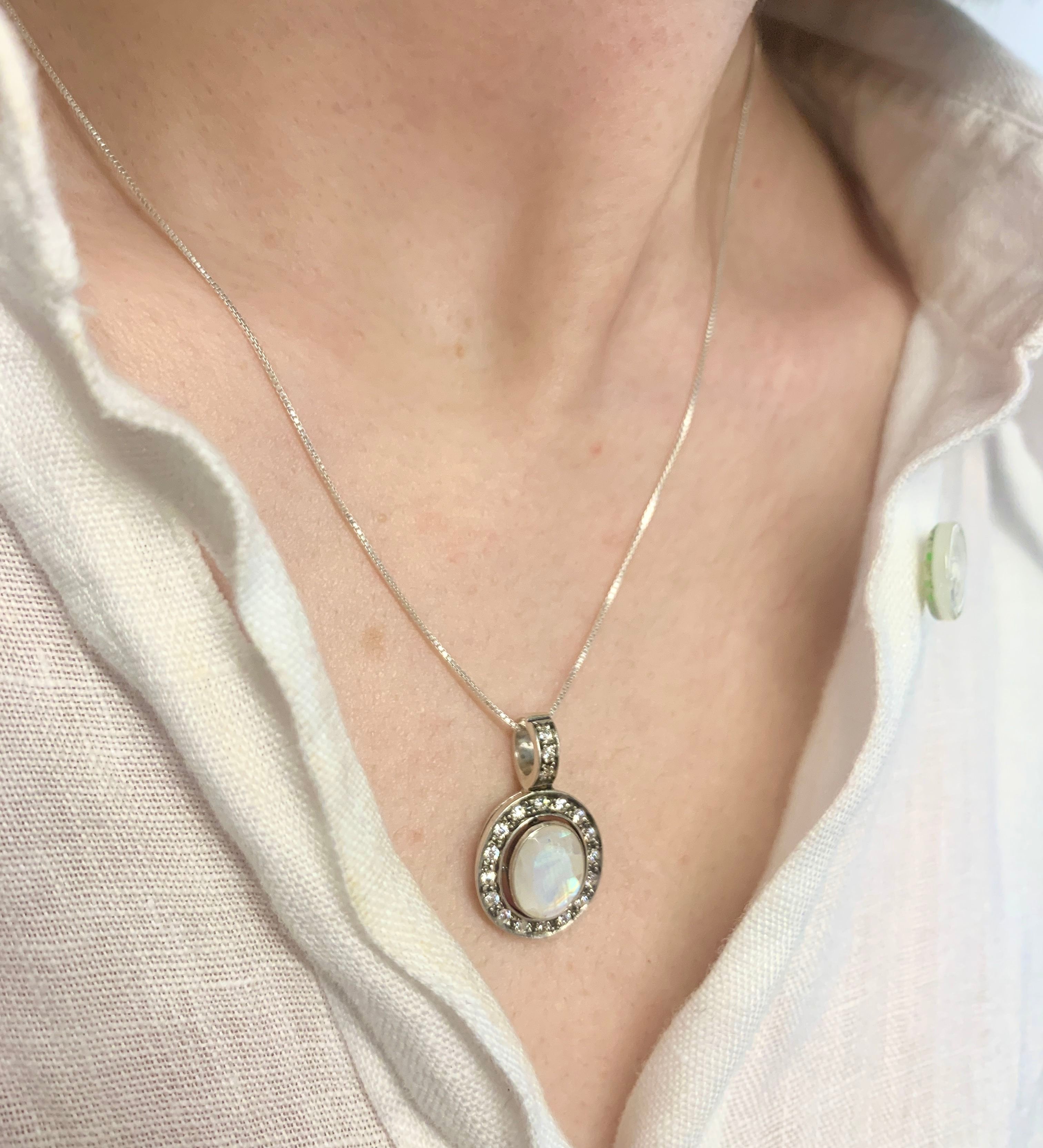 Moonstone Pendant, Antique Necklace, Natural Moonstone, June Birthstone, Fire Moonstone, Vintage Pendant, Bridal Necklace, 925 Solid Silver