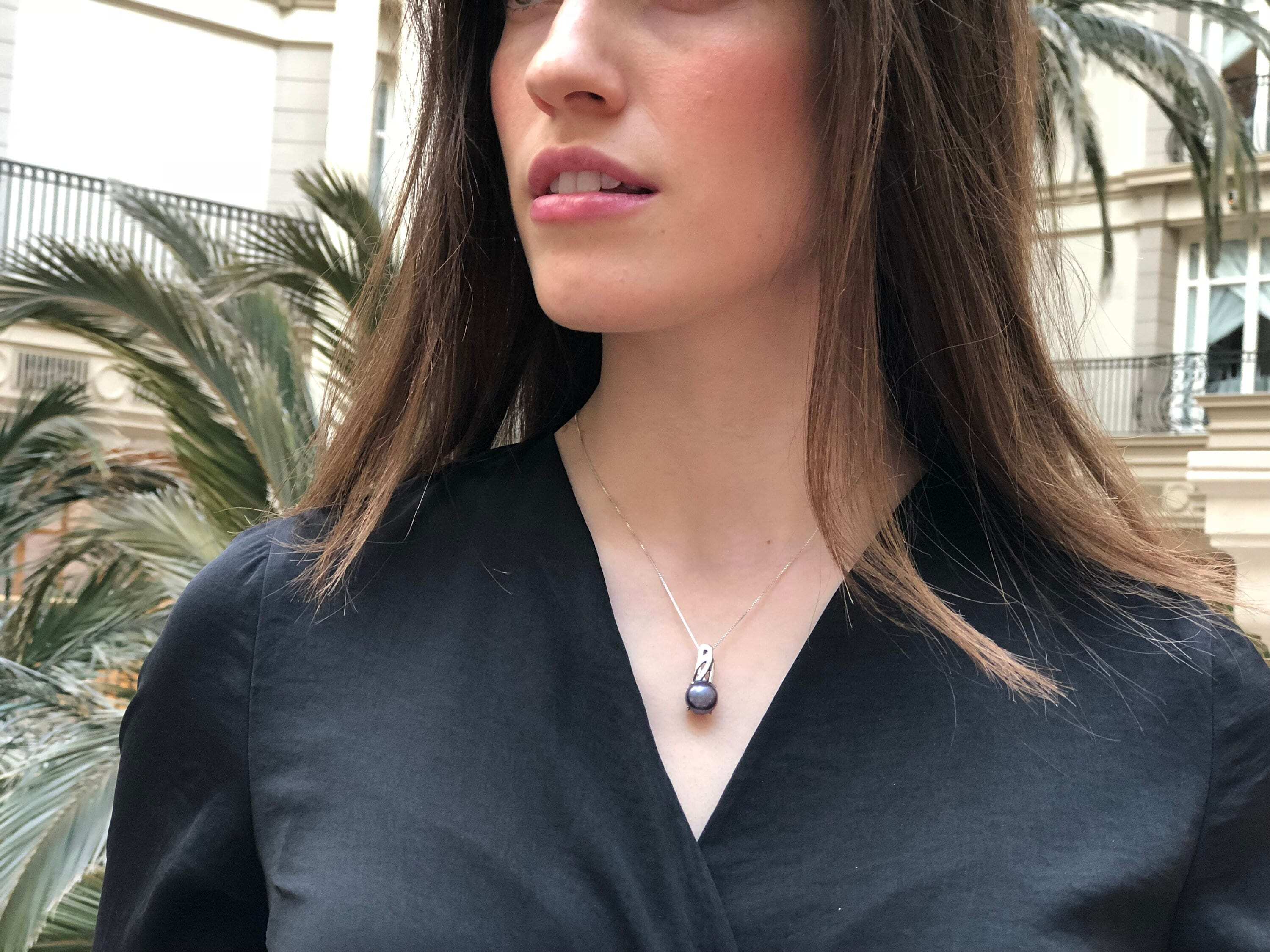 Black Pearl Pendant, Natural Pearl, June Birthstone, Pearl Pendant, Black Pearl, Vintage Pendant, Silver Pendant, Solid Silver, Pure Silver