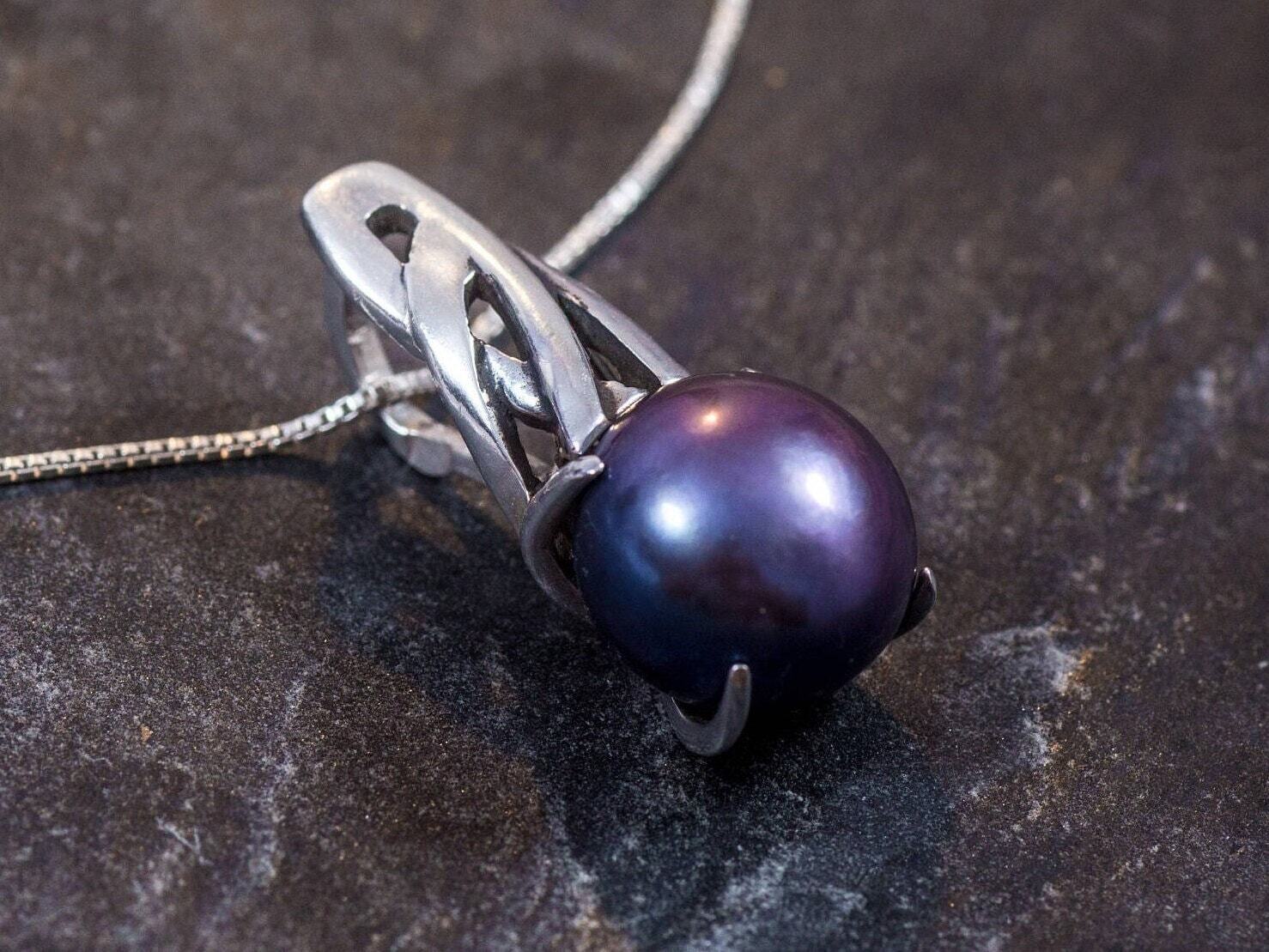 Black Pearl Pendant, Natural Pearl, June Birthstone, Pearl Pendant, Black Pearl, Vintage Pendant, Silver Pendant, Solid Silver, Pure Silver