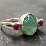 Emerald Vintage Ring - May Birthstone Ring - Ruby Silver Ring