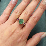 Emerald Vintage Ring - May Birthstone Ring - Ruby Silver Ring