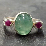 Emerald Vintage Ring - May Birthstone Ring - Ruby Silver Ring