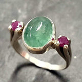 Emerald Vintage Ring - May Birthstone Ring - Ruby Silver Ring