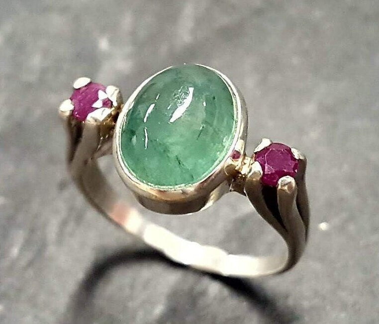 Natural Emerald Ring made in 925 Sterling Silver with Oval Natural Green Emerald in Bezel setting, May Birthstone gift idea, symbolizes growth, harmony, and deep emotional healing, ideal for everyday wear and perfect for birthday gifting and special occasions.