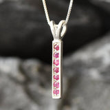 Vertical Ruby Pendant - Natural Ruby Necklace - Layering Necklace