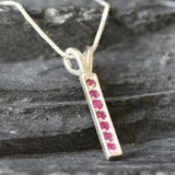 Vertical Ruby Pendant - Natural Ruby Necklace - Layering Necklace