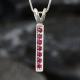 Vertical Ruby Pendant - Natural Ruby Necklace - Layering Necklace