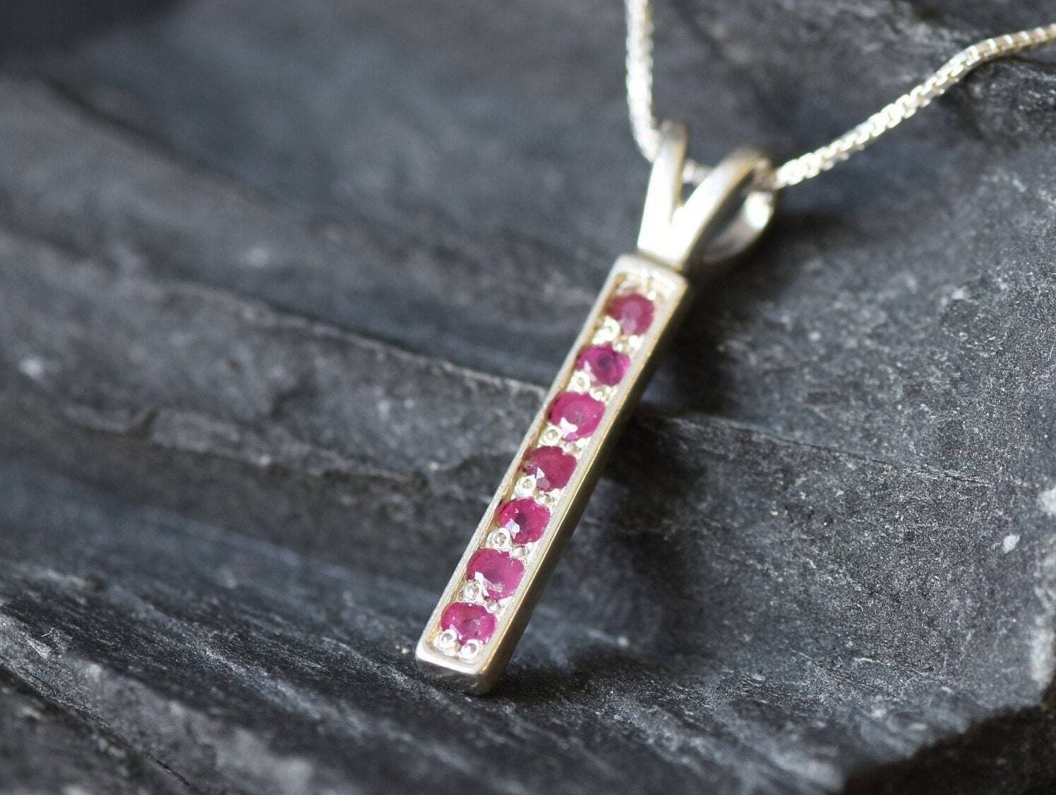 Natural Ruby Pendant made in 925 Sterling Silver with Round Natural Red Ruby in Channel-Set setting, July Birthstone gift idea, symbolizes nobility, purity, and passion, ideal for everyday wear and perfect for birthday gifting and special occasions.