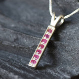 Vertical Ruby Pendant - Natural Ruby Necklace - Layering Necklace