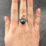 Natural Black Pearl Ring - Unique Vintage Ring - June Birthstone Ring