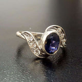 Gold Iolite Ring - Vintage Iolite Ring - Gold Bezel Ring