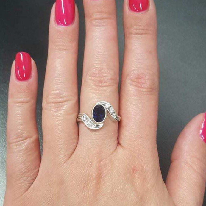 Purple Iolite Ring, Iolite Ring, Natural Iolite Ring, Purple Vintage Ring, Solitaire Ring, Vintage Rings, Promise Ring, Silver Ring, Iolite(1)