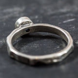 Dainty Sapphire Ring - Hammered Silver Band - Blue Bezel Ring