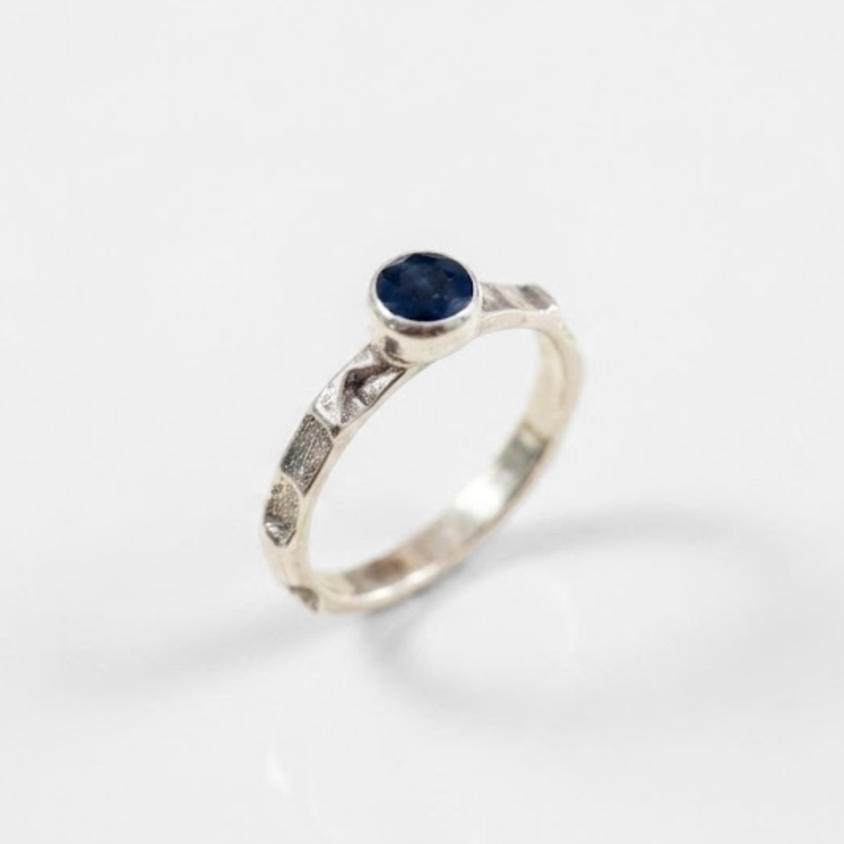 Natural Sapphire Ring made in 925 Sterling Silver with Round Natural Blue Sapphire in Bezel setting, September Birthstone gift idea, symbolizes sincerity, truth, and faithfulness, ideal for everyday wear and perfect for birthday gifting and special occasions.