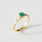 Natural Emerald Ring made in 18k Gold Vermeil with Round Natural Green Emerald in Bezel setting, May Birthstone gift idea, symbolizes growth, harmony, and deep emotional healing, ideal for everyday wear and perfect for birthday gifting and special occasions.