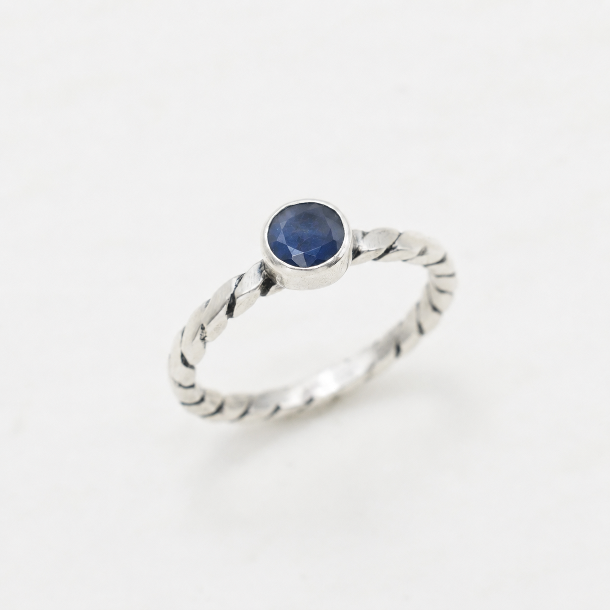 Natural Sapphire Ring made in 925 Sterling Silver with Round Natural Blue Sapphire in Bezel setting, September Birthstone gift idea, symbolizes sincerity, truth, and faithfulness, ideal for everyday wear and perfect for birthday gifting and special occasions.