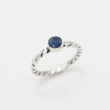 Natural Sapphire Ring made in 925 Sterling Silver with Round Natural Blue Sapphire in Bezel setting, September Birthstone gift idea, symbolizes sincerity, truth, and faithfulness, ideal for everyday wear and perfect for birthday gifting and special occasions.