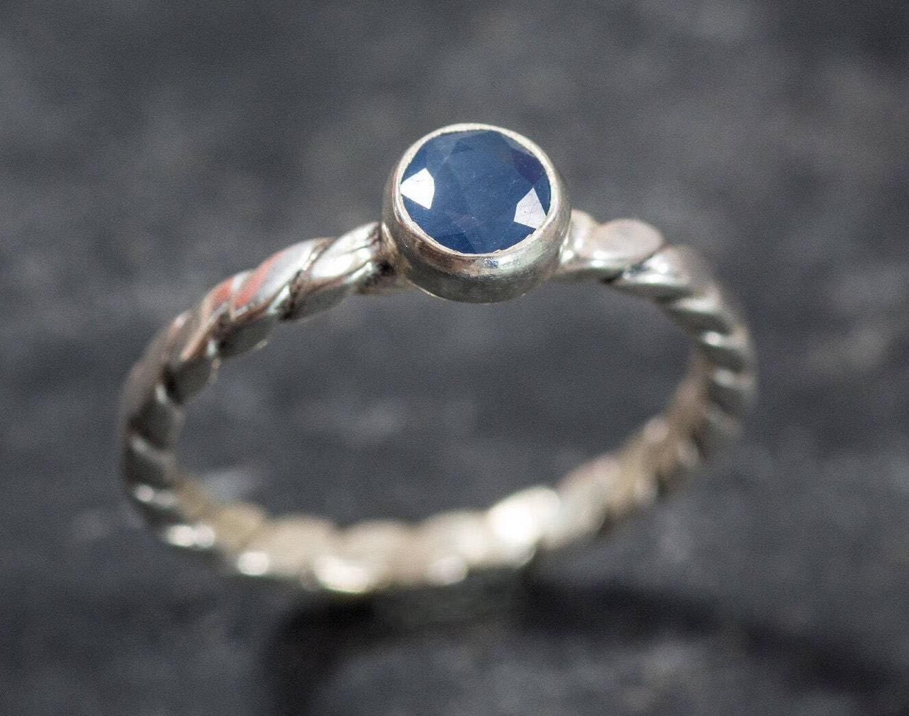 Natural Sapphire Ring made in 925 Sterling Silver with Round Natural Blue Sapphire in Bezel setting, September Birthstone gift idea, symbolizes sincerity, truth, and faithfulness, ideal for everyday wear and perfect for birthday gifting and special occasions.