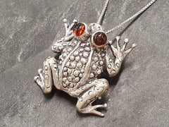 Frog Pendant, Garnet Pendant, Natural Garnet, January Birthstone, Animal Pendant, January Pendant, Frog Eyes Pendant, Solid Silver Pendant