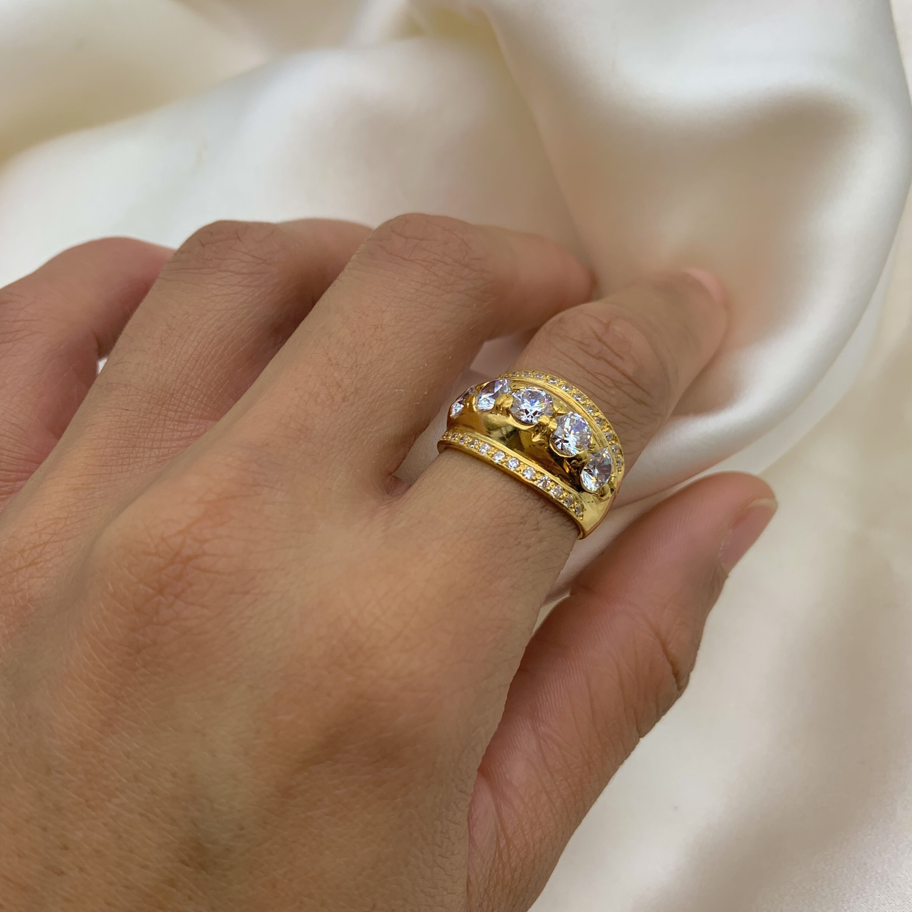 Unique Diamond Ring, Created Diamond Ring, Sparkly Ring, Diamond Ring, Vintage Ring, Wide Ring Design, Zircon Ring, Solid Silver, Diamond(1)