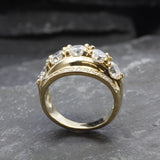 Gold Diamond Ring - Chunky Diamond Ring - Statement Diamond Ring