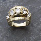 Gold Diamond Ring - Chunky Diamond Ring - Statement Diamond Ring